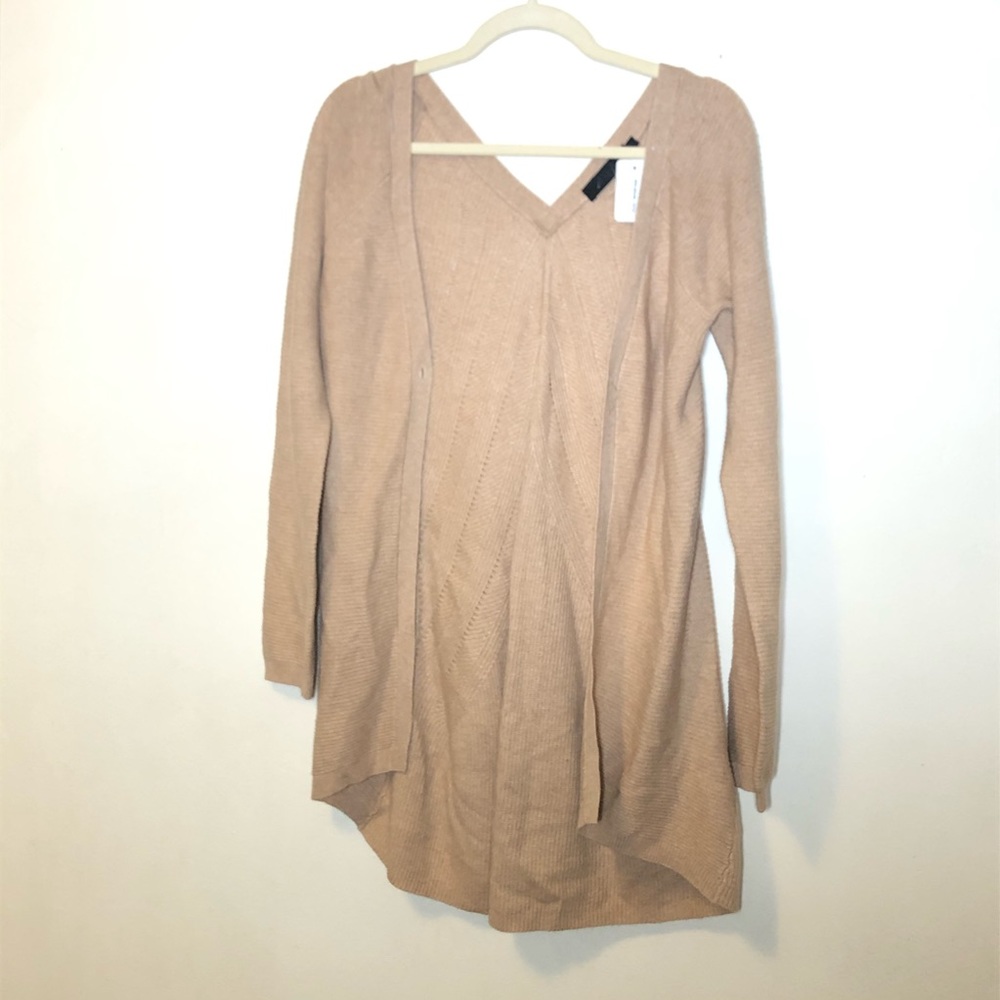 Raffi women’s open Cardigan cashmere small tan